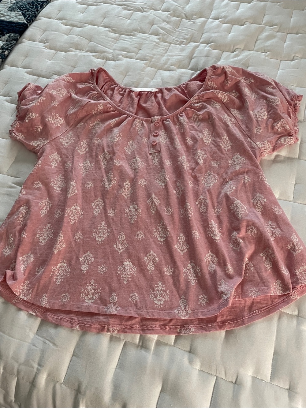 Women's Pink Floral Short Sleeve Top